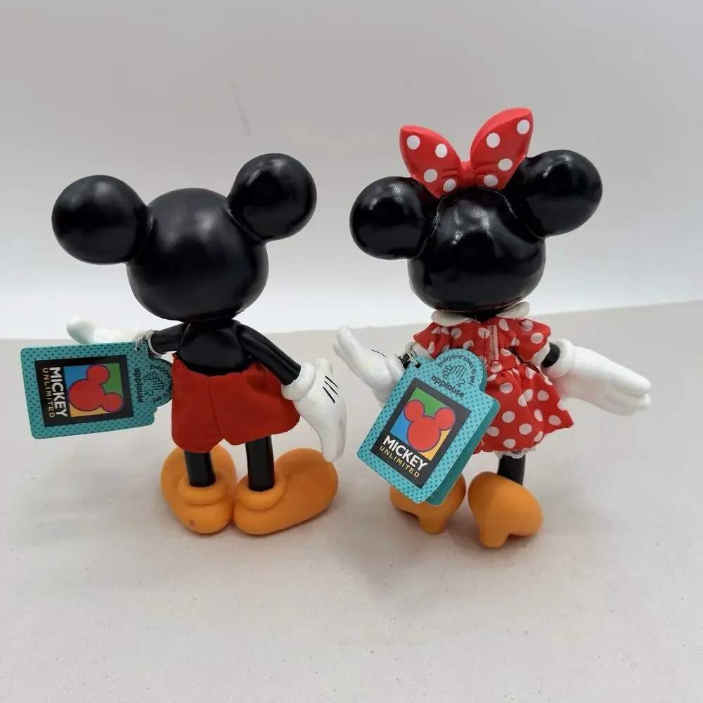 Vintage Walt Disney Minnie & Mickey Mouse Vinyl Dolls Poseable Figures